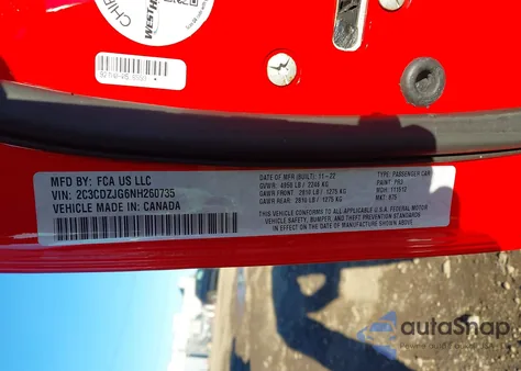 2022 Dodge Challenger Gt z USA, uszkodzony, nr VIN 2C3CDZJG6NH260735